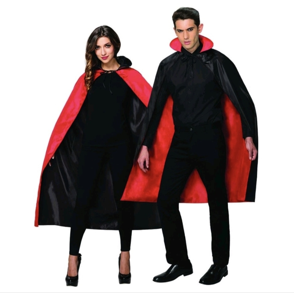 Unisex Halloween Reversible Cape for Adult Red and Black one side 1 pc.